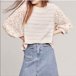 Anthropologie Eri + Ali  lace sleeve top